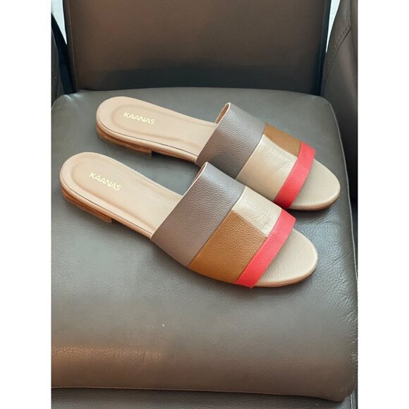 Kaanas Patchwork leather sandals made in Columbia women’s size 10 Earth tones, f - Picture 1 of 12